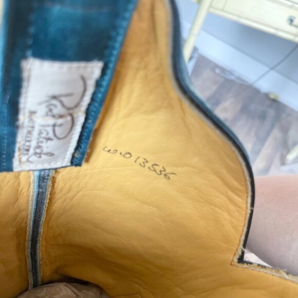 NEW Rod Patrick Mens Cowboy Boots 14A Black Ostrich Blue Top Leather Square Toe - Picture 13 of 14